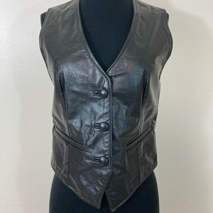 Vintage Black Leather Vest - Size Extra Small
